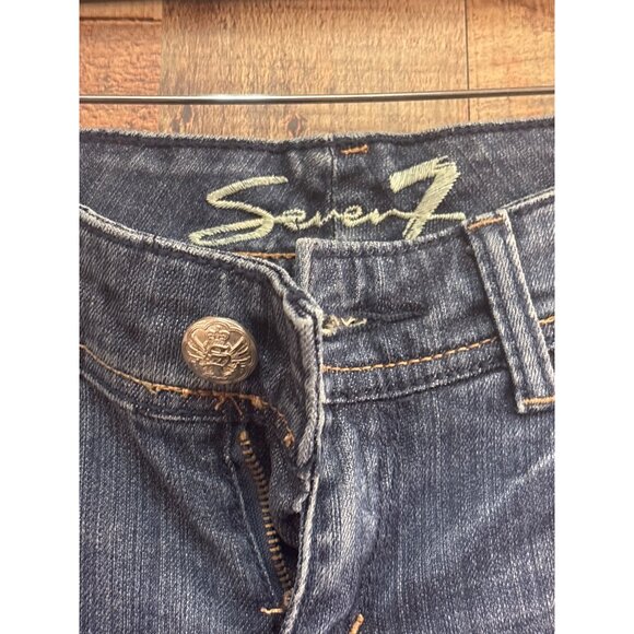 Seven7 Womens Bootcut Jeans Size 25 Distressed Denim with Rhinestone Pocket Acce - Picture 3 of 9